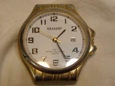 Vintage Men's Sharp Quartz Wristwatch Water Resistant 100 Ft No Band Untested