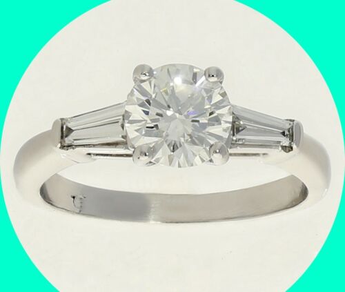 GIA Certified Platinum Diamond Engagement Ring 1.36CT Round Brilliant Size 6.25