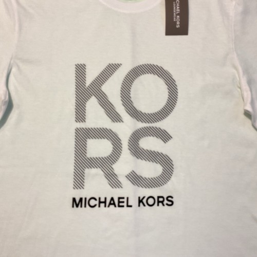 MICHAEL KORS Men’s Short Sleeve T-Shirt Size MEDIUM White w/Black - Picture 9 of 12