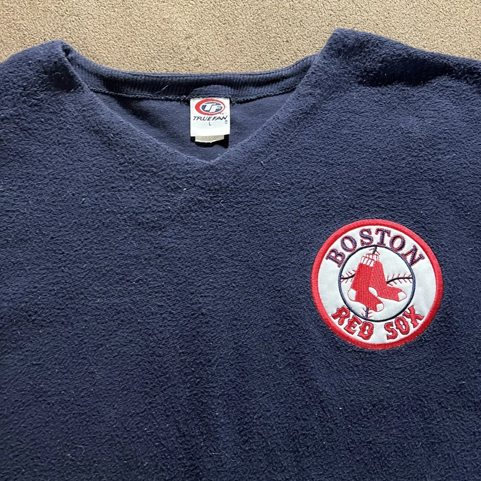 VINTAGE 90’S BOSTON RED SOX TRUE FAN HEAVY THICK WARM LARGE SWEATER - Image 3 of 4
