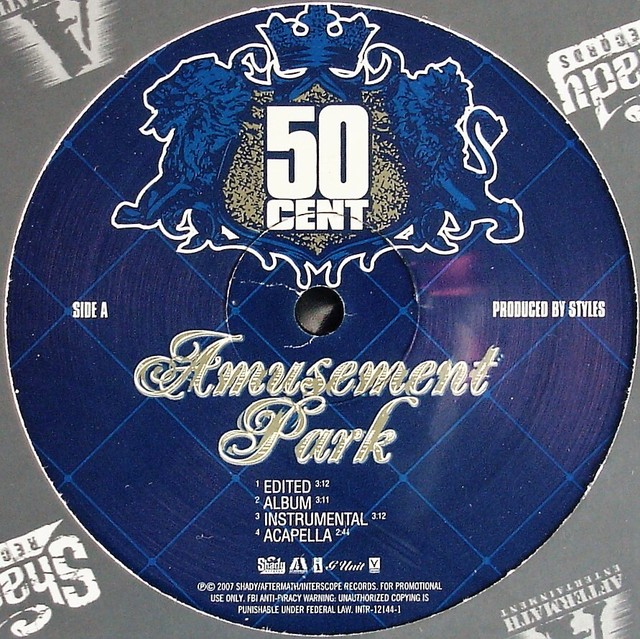 50 CENT "AMUSEMENT PARK / FULLY LOADED CLIP" 2007 VINYL 12" PROMO HTF