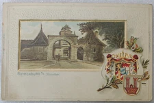 GESCHICHTE POST- ANSICHTSKARTE Passepartout * ROTHENBURG o.T. RÖDERTHOR um 1895