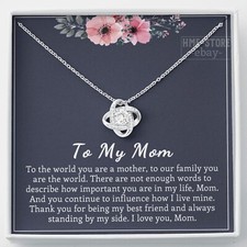 To My Mom Necklace Love Knot Thank You Mommy Mother's Day Gift From Son Daughter