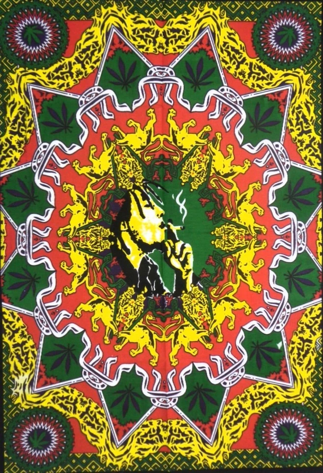 Póster mandala colgante de pared decoración del hogar Bob Marley tapiz para fumar étnico indio Foto 4 de 4