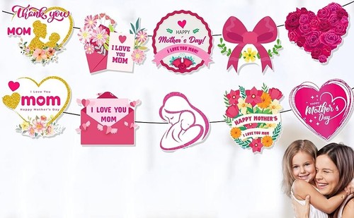 Colorful Floral Happy Mother's Day - Hanging Porch Front Door Decor, Love Mom - Picture 5 of 7