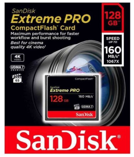 SanDisk Extreme Pro CF 64GB 32GB 256GB 128GB Compact Flash Memory Card 4K 160MBs - Picture 8 of 10