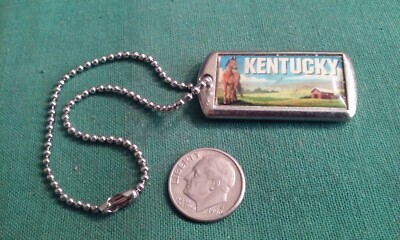 KENTUCKY Bluegrass State & Derby Key Fob Pendant Charm ''THE BOSS'' w/ Ball Chain
