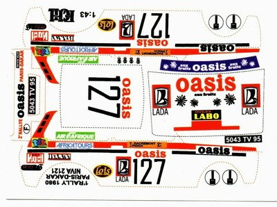 Decals for Lada 4x4 Niva VAZ-2121 #127 Rally Paris-Dakar 1980 1/43