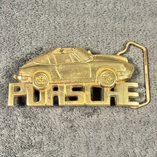 Vintage 1980 Baron Porsche 911 Targa 1.5 Belt Buckle Solid Brass BBB Buckle 80s