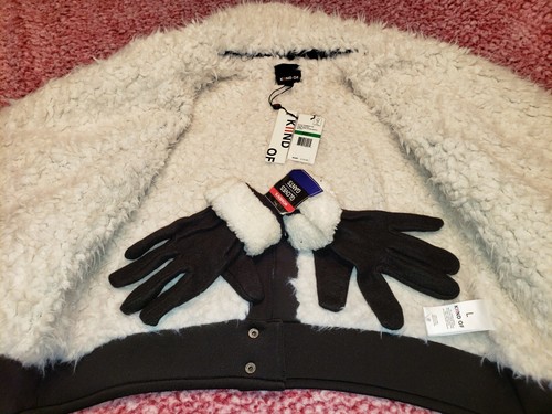 Groovy KIIND OF Black SCUBA MOTO Jacket NWT $159 Sz L faux Sherpa FREE GLOVES! - Picture 2 of 10