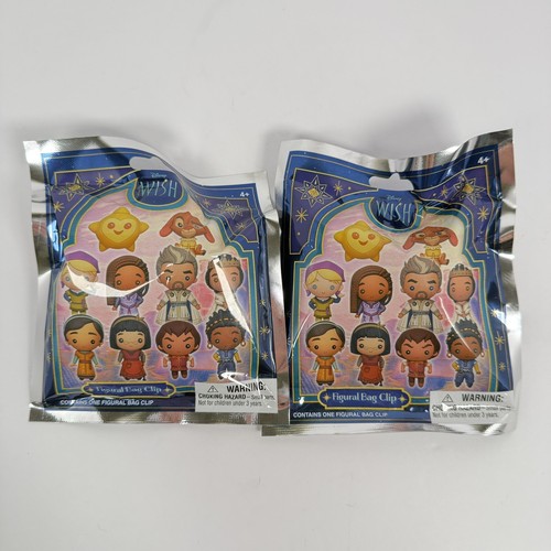 Lot Of 2 Disney Wish Figural Bag Clip Surprise Bag Collectible NEW SEALED