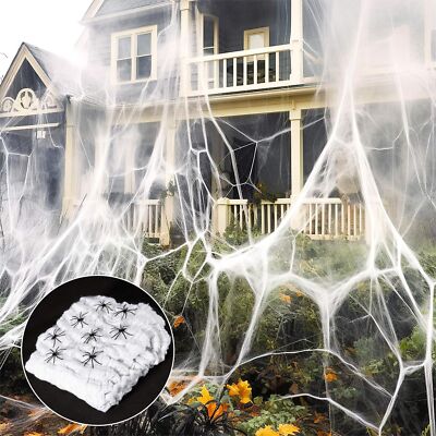 900Sqft SpiderWebs Halloween Decorations with 40 Fake Spiders for Party Decor