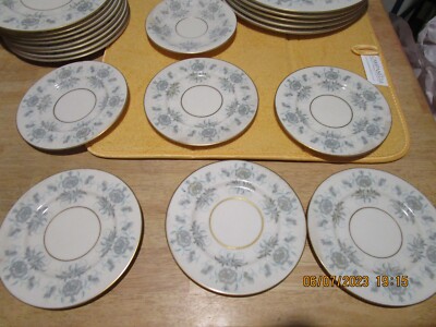 LOT SET 15 Castleton Caprice SALAD LUNCH Plates saucer White Blue  Gold Trim USA