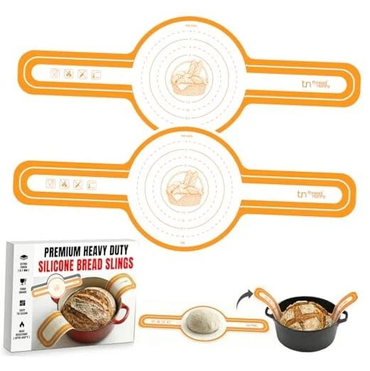 Silicone Bread Sling for Dutch Oven, 2 Pcs Round Nonstick 2 Pack Orange