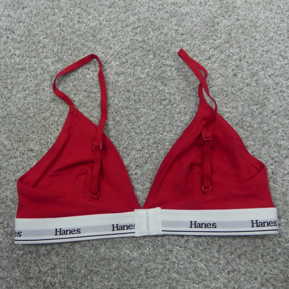 Hanes Sujetadores Mujer Pequeño Rojo Gris Bralette Inalámbrico Triángulo Algodón Elástico Paquete de 2 Foto 3 de 4