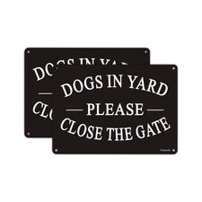 Dogs in Yard Please Close the Gate Sign, Yuntarda 2 Pack 10x7inches Reflecti...