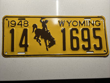 LICENSE PLATE Wyoming 1948, NEVER USED