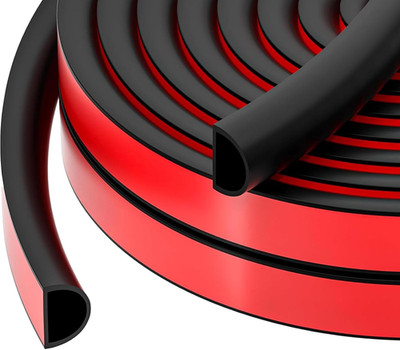 20FT Door Weather Stripping Seal Strip D Shape Self Adhesive Silicone Black