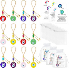 12 Set Evil Eye Charm Keychains Glass Turkish Amulet Car Hanging Decor