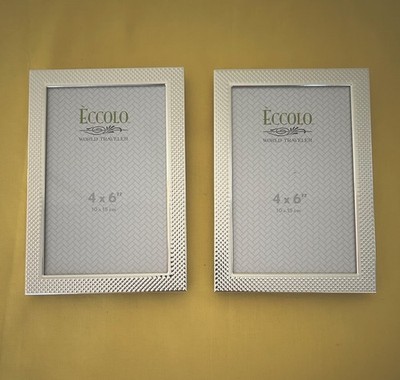 Eccolo Picture Frames 4 X 6 Dilver Plated Beaded Texture Set/ 2 NEW