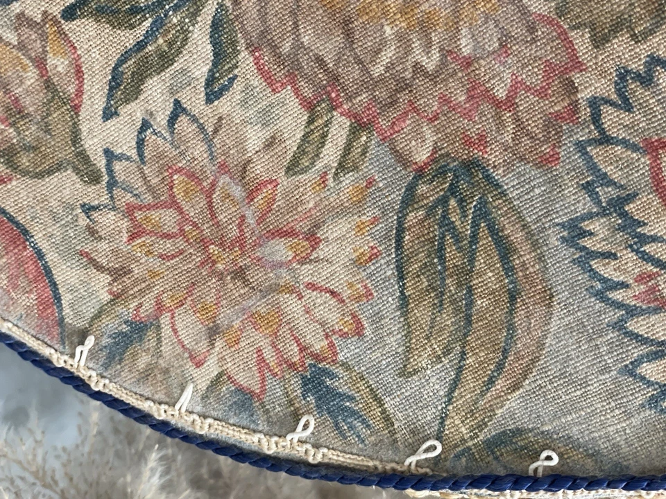 Старинный 1900 викторианский шляпа коробка тканевый чехол. Цветочный льняной синий отделка монограмма туалет - Изображение 4 из 4