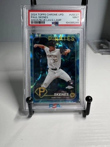 2024 Topps Chrome UPD Paul Skenes Aqua/Blue Lava Lamp PSA 9!  038/175. FREE CARD