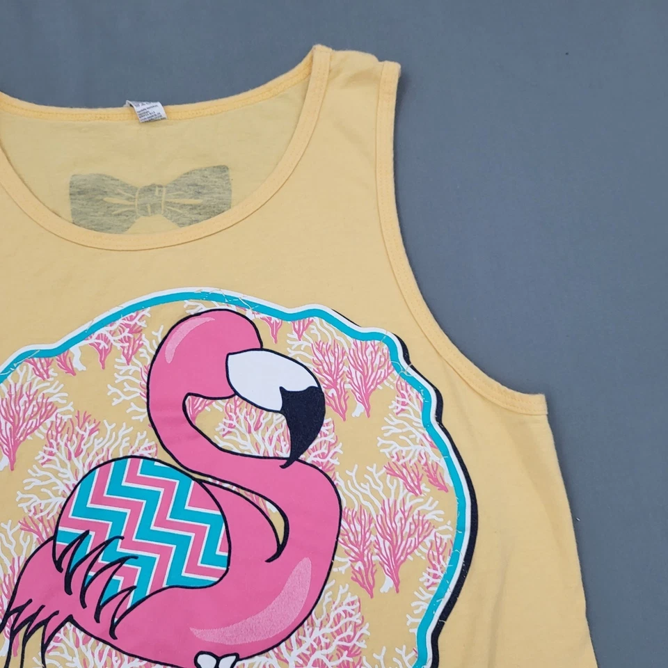 Camisa Simply Southern Mujer Pequeña S Sin Mangas Flamenco Hey Yall Tejida Amarilla Foto 3 de 4
