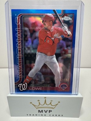 2025 Topps Chrome Nathaniel Lowe #49 Blue Refractor Washington Nationals 102/150