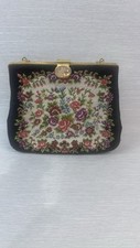 Vintage Floral Petit Point Small Evening Purse Bag Tapestry
