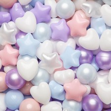 Image of TRENDPLAY Ball Pit Balls – Star & Heart Shapes, 200 Count (Pink/Blue/Purple)