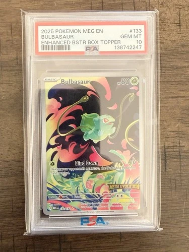 133/132 - Pokemon Mega Evolution Bulbasaur IR BSTR BOX Topper Promo PSA 10 Eng