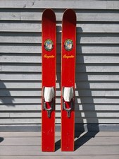 BEAUTIFUL Old VINTAGE Wooden Waterskis ACAPULCO CYPRESS GARDENS RED Measures 68"