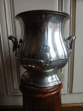 ANTIQUE REED & BARTON SILVER SOLDERED LARGE CHAMPAGNE COMMODORE HOTEL 1911  LOOK