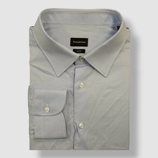 Ermenegildo Zegna Mens Blue Long-Sleeve Trofeo Dress Shirt Size 18.5/47