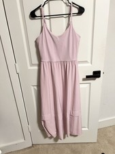 Athleta Women  s Size S Elation V-Neck Hybrid Midi Dress Begonia Pink Pockets