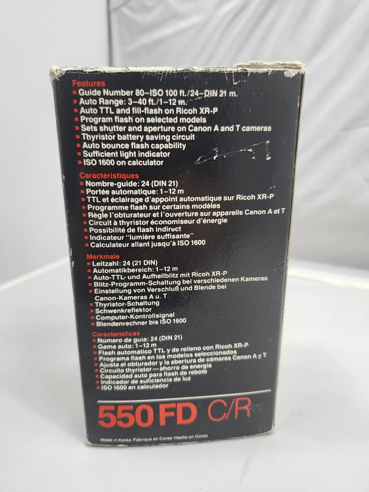 Vivitar Auto Thyristor 550FD Flash for Canon Ricoh C/R Black Color Photography - Image 3 of 4