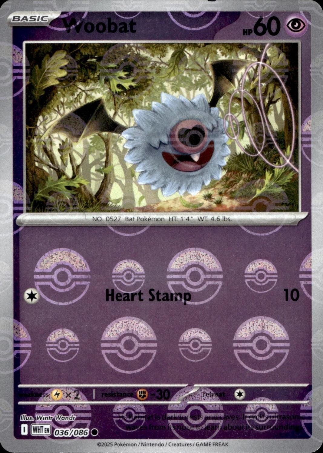 WOOBAT 036/086 WHITE FLARE POKEMON (POKE BALL, NM)