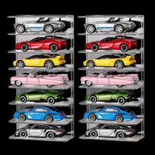 2 Pcs 1/64 Scale Acrylic Display Case Clear Showcase Toy Car Storage Organizer