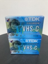 New TDK Premium VHS-C Camcorder Tapes 30 Minutes 2 Pack Factory Sealed Pair