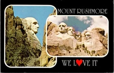 Mount Rushmore We Love It South Dakota SD Dual View Postcard
