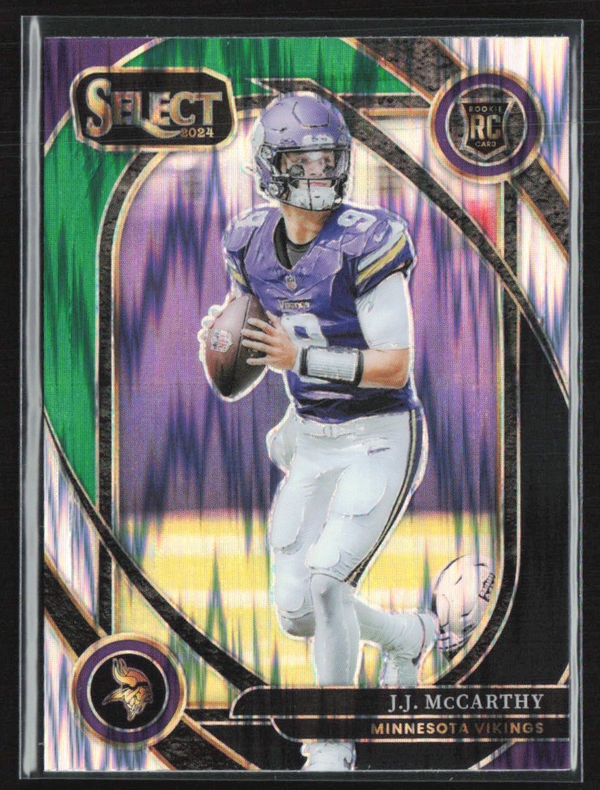 J.J. McCarthy 2024 Panini Select Club Black & Green Shock RC #246 Minnesota