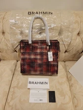 Gorgeous Tia-Flannel, Plaid Melbourne satchel tote top handle bag, new w/ tags