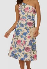 Adrianna by Adrianna Papell Women's White Asymmetric Soutache Midi Dress Size 4