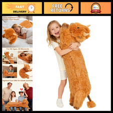 Highland Cow Plush Stuffed Animal - Long Body Pillow, Soft Cuddly Toy