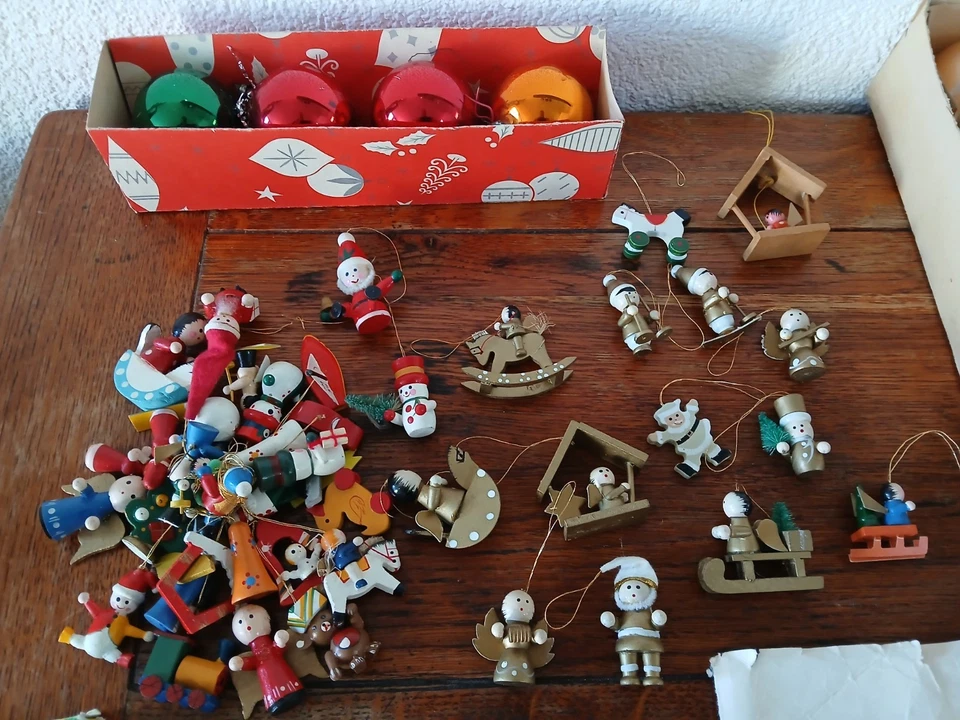 Weihnachten DDR Konvolut Lametta Weihnachtsbaumbehang Figuren Kugeln ... - Bild 2 von 4