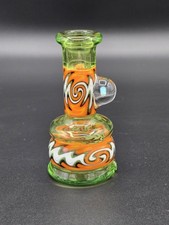 Green Wig Wag Peak Dry Glass Top W Opal Borosilicate American Made 3.5 Green Wig Wag Peak Dry Glass Top W Opal Borosilicate American Made 3.5