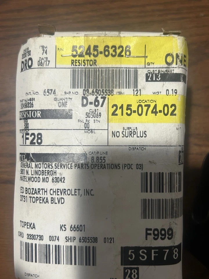 Conjunto de resistencia de motor soplador NOS GM 52456326 para Buick Oldsmobile y Pontiac Foto 4 de 4