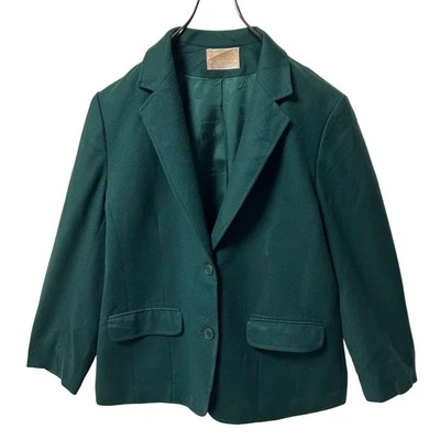 Veste Sur Mesure PENDLETON Laine Vierge Taille 12 Vert Longueur 68cm - Photo 1/4
