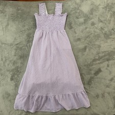 Eliza J Purple Gingham Smocked Summer Sun Dress Midi Women's 4
