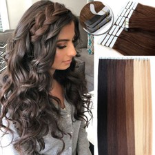 20-60pcs Thick Tape In Real Remy Human Hair Extensions Skin Weft Full Head Ombre